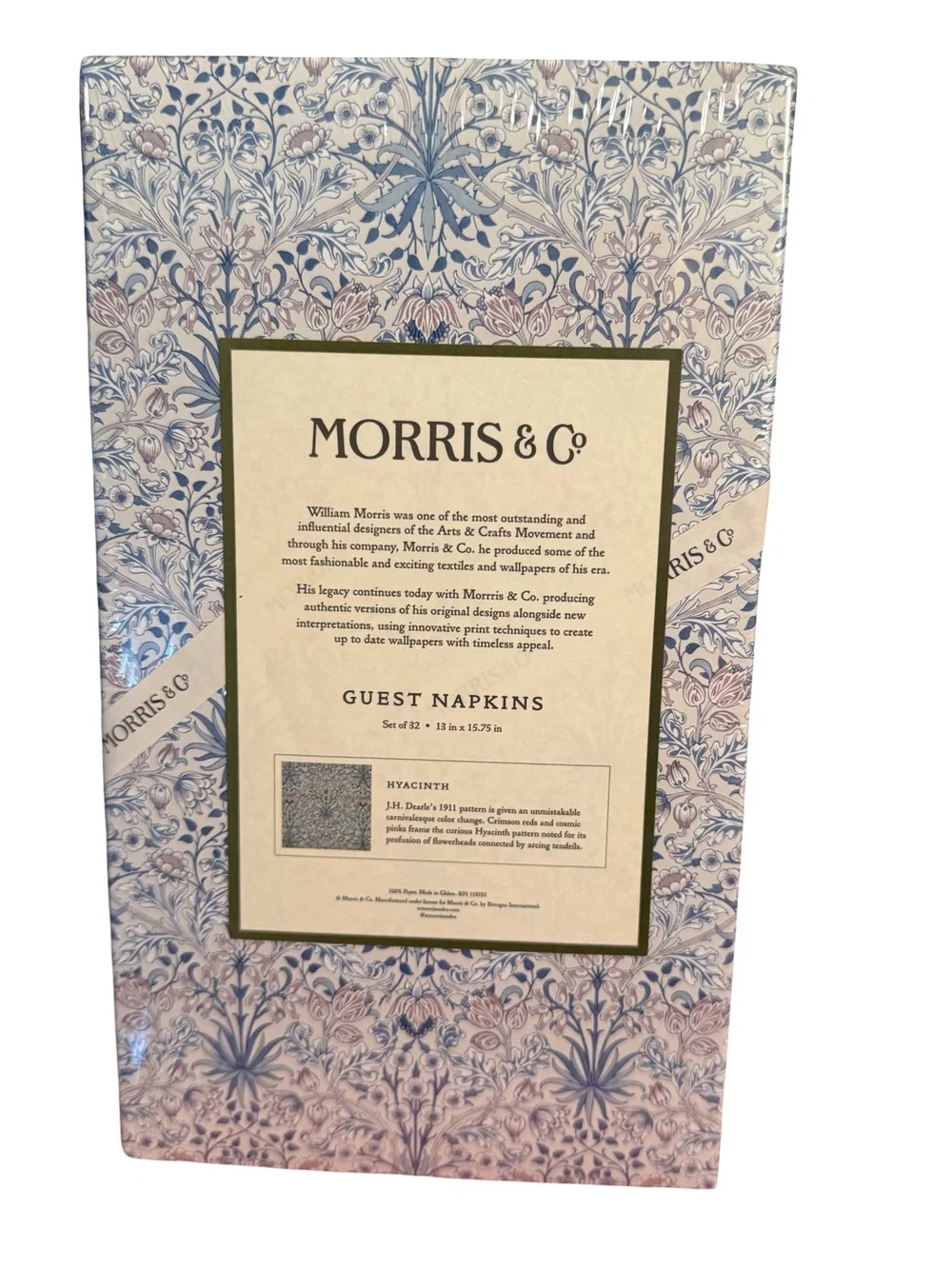 William Morris & Co. NWT Hyacinth Blue & Cream Shower Curtain & Guest Napkins